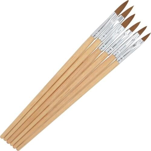 WUF 6PCS/Pack Wood Handle Nail Art Painting Drawing Pen Brush Set for Acrylic Nail UV Gel Nails Beauty Tools Brushes 32