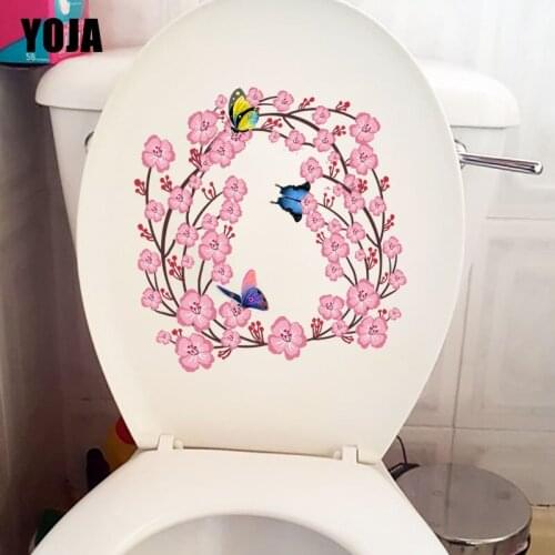 YOJA 21.5X22.4CM Fresh Peach Wreath Living Room Decor Home Wall Sticker Mural Creative WC Toilet Decals T1-2364