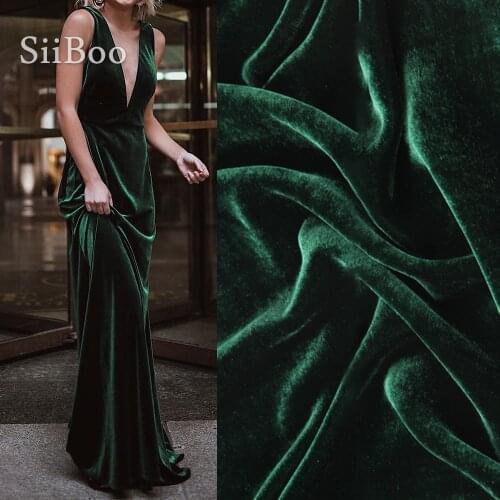 Siiboo 100% natural silk base velvet fabric for women evening dress party wear luxurious super soft velours de soie sp6411