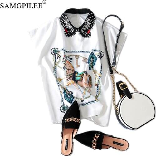 Plus Size Women T-shirty Damskie 2020 Office Lady Chiffon Short T-shirt Brand Womens Print Batwing Sleeve Top Summer Female 3XL