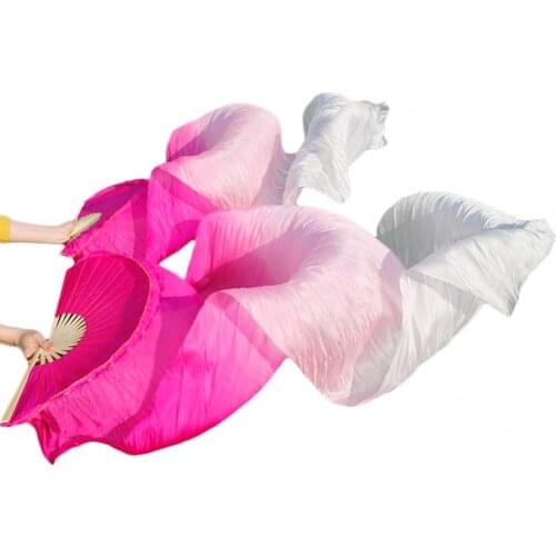 Female high quality Chinese Pair of belly dancing fans cheap silk veils dance fans hot sale Rose + Pink + White
