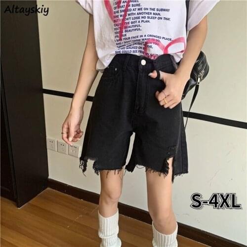 Denim Shorts Women S-4XL BF High Waist Plus Size Student Teens Bottom Summer All-match Harajuku Simple Girls Clothes Street Chic