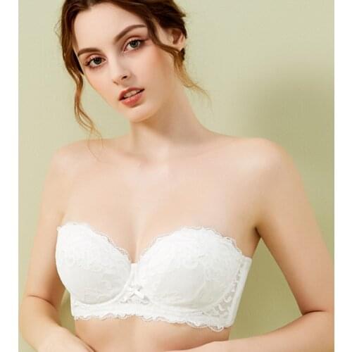 Womens Multi-way Lace Push Up Bras Half Cup Lightly Padded Underwire Female Lingerie Anti-slip Strapless Bra 34 36 38 40 B C D E