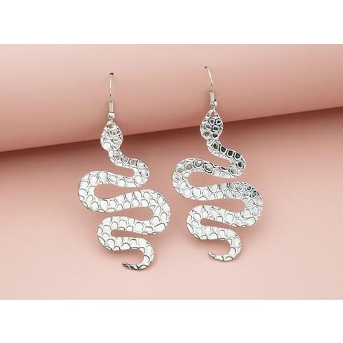 Origin Summer Exaggeration Twisted Snake Dangle Earring for Women Girls Silver Color Metallic Vintage Earring Jewelry Pendientes