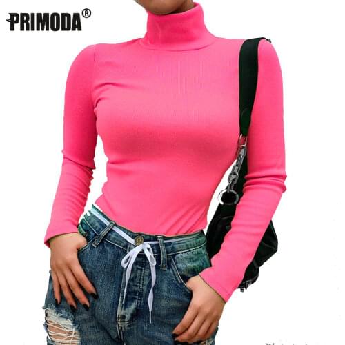 Women Sweaters Turtleneck Long Sleeve Fluorescent Green Jumpers Winter Tops Sexy Knitted Shirts Pullovers Club Elastic PR243M