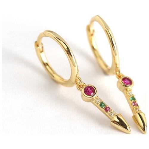 1Pair Diameter 11mm Piercing 925 Sterling Silver Earrings for Women 2020 Trend Jewelry Long Nail With Color Zircon Earrings