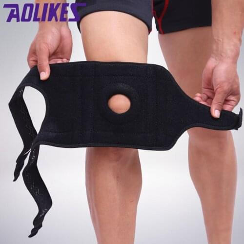 1pc Sport Fitness Support Brace Kneepad Patella Knee Pads Hole Gym Protector Wrap Spring Antislip Squats Training Equipment Men