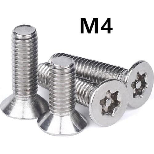 100pcs/lot M4x6/8/10/12/14/16/20/25/40mm Stainless steel countersunk head torx with pin screw anti theft safety security screws