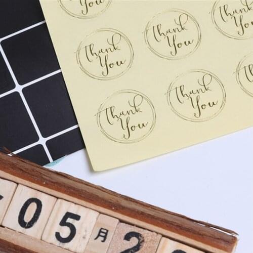 1200Pcs Round transparent hot stamping thank you envelope decoration sticker Baking DIY Gift Stickersfree shipping