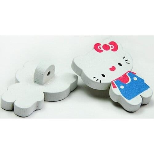 200pcs 24mmx18mm Wood Kitty Cat Wooden shank Buttons wholesale free shipping D25