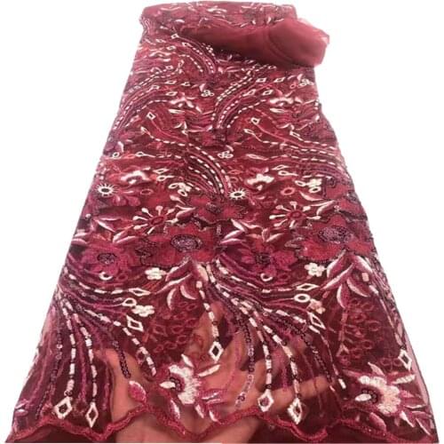 2021 Latest African Sequin Lace Fabric Embroidery French Mesh Lace Fabric With Sequins Nigerian Tulle Lace For Party r66-446