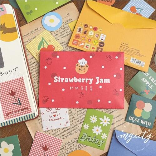 40 Pieces Bear Biscuit Envelope Sticker Series DIY Creative Decorative Kawaii Stickers 4 Types Cute Korean Stationery