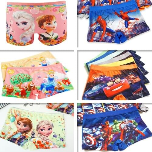 5pcs Free Shipping Kids Panties Childrens Panties Cars Boys Girls Briefs Spider Cartoon Underwear Child Anna Elsa Underpants