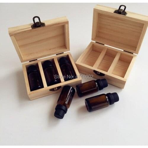 50pcs 3 Slots 10ml Solid Wood Essential Oil Bottles Storage Box Essential Oil Aromatherapy Bottle Organizer