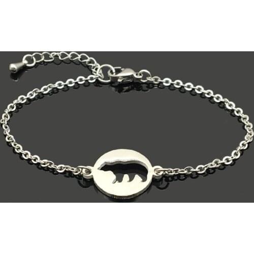 Bear Animal Charm Stainless Steel Chain Bracelet High Quality Stainless Steel Bear Pendant Chain Bracelet For Women Girls