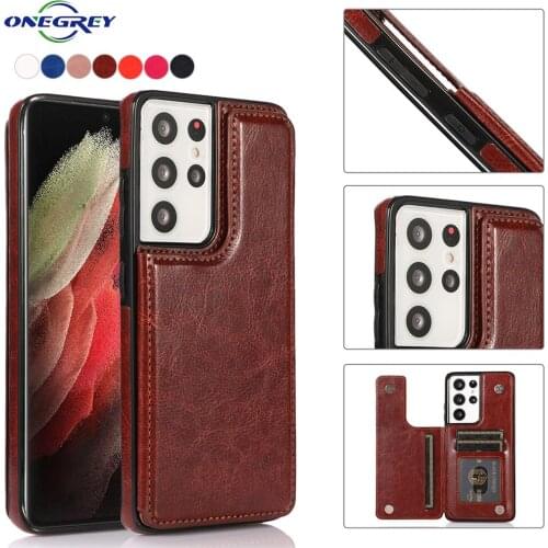 Luxury PU Leather Case For Samsung Galaxy S21 S20 FE S10 E S9 S8 Plus Ultra S7 Edge Card Slots Shockproof Mobile Phone Bag Cover