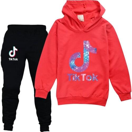TIK TOK Children Clothes Kids 2pcs/Set Baby Boys Girl Sweatshirt Pants 10 Candy Color Thin Hoodies