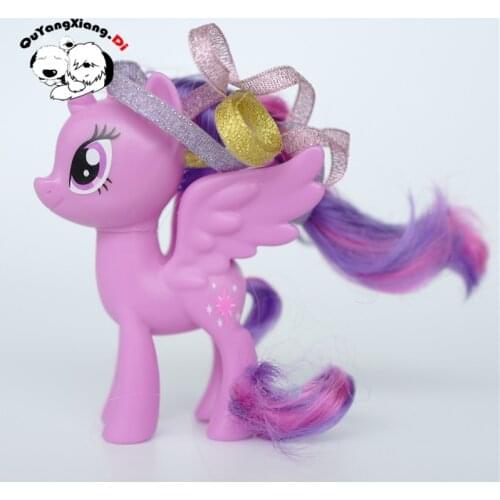 P8-123 Action Figures 8cm Little Cute Horse Model Doll Ribbon Twilight Sparkle Wings Anime Toys for Children