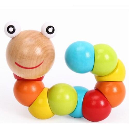 Montessori toys Cute Insert Puzzle Educational Wooden Toys Baby Children Fingers Flexible Training wooden Twisting worm puzzle