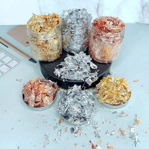 Imitation Gold Sliver Color Copper Foil Sequins Glitters Craft Leaf Flake Sheets Bulk Foil Paper For Gilding DIY Nail Art Decor