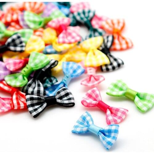 3X1.5cm (25pcs/lot) Handmade Small Satin ribbon Bow Flower Tie Appliques Wedding Scrapbooking Embellishment Crafts Accessory