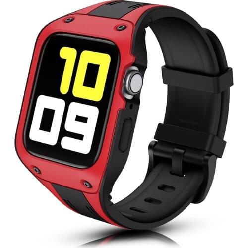 Soft TPU Strap with Frame Case for Apple Watch SE Series 6 5 4 Band 44mm Belt Sport Bracelet Two-color Wristband Accessories