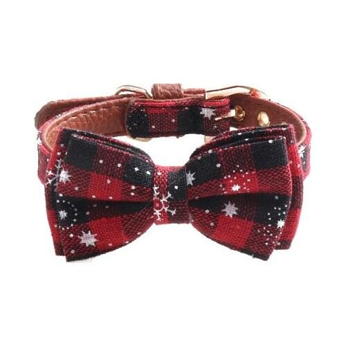 15PCS / LOT New Pet Collar Christmas Series Cat Collar Snowflake Pattern Small And Medium-sized Dogs Bowtie