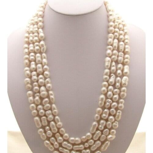 Charming 100"18mm white baroque double FW pearl necklace