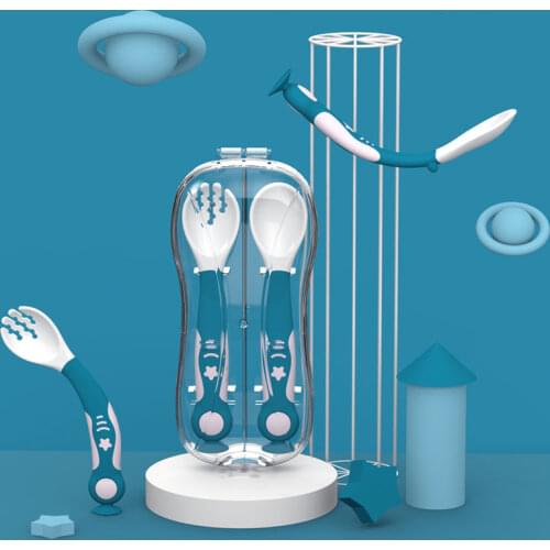 Baby feeding supplies spoon children practice spoon Learning Tableware Set fork complementary food tableware with storage box