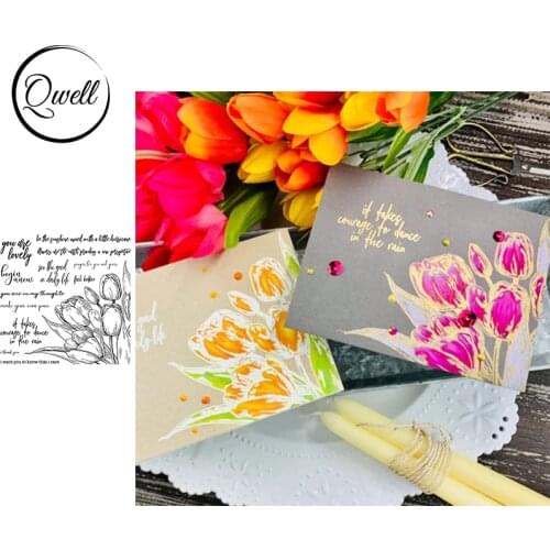 QWELL Flowers Tulip Bouquet Clear Transparent Stamps For Craft Paper Cards DIY Scrapbooking Making Template 2020 Hot Sale
