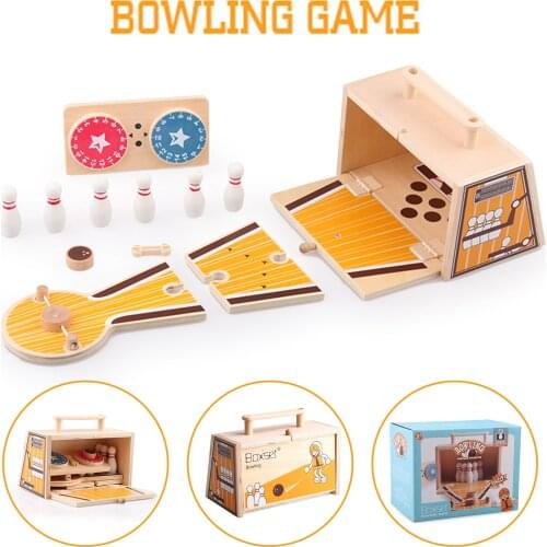 Foldable Portable Wooden Desktop Mini Bowling Set Toys Family Party Games Friends Party Games Interactive Games Table Games