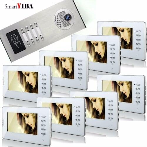 SmartYIBA 7 Inch Color Video Doorbell Door Chime,Rainproof Door Phone Night Vision RFID Access Outdoor Camera For 8 Apartment