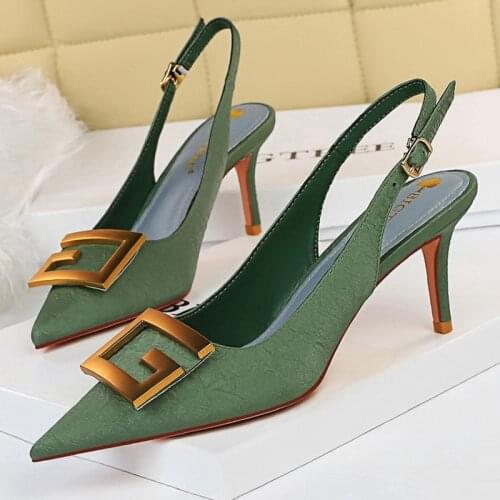 BIGTREE Shoes Women Heels Sexy Stiletto High Heels Shoes Ladies Buckle Strap Slingback Pumps Casual Wedding Office Female Shoes