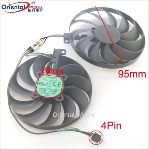 2pcs/lot T129215SU 12V 0.50A 95mm For ASUS RX5600XT 5700 5700XT DUAL EVO OC Graphics Card Cooling Fan