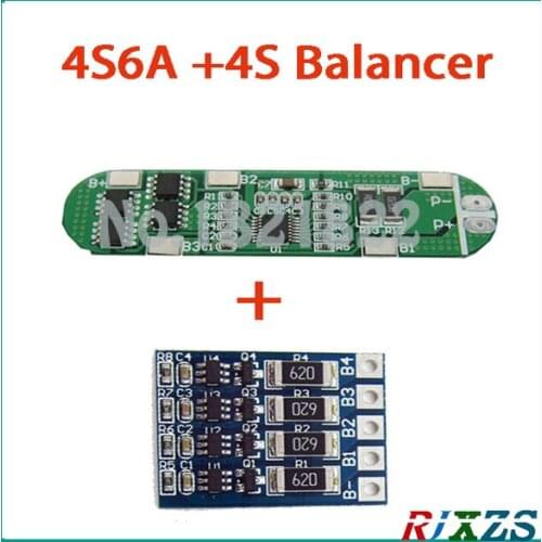 4S 6A Li-ion BMS+4S Balancer) 18650 BMS PCM battery protection board bms pcm for li-ion lipo battery cell pack