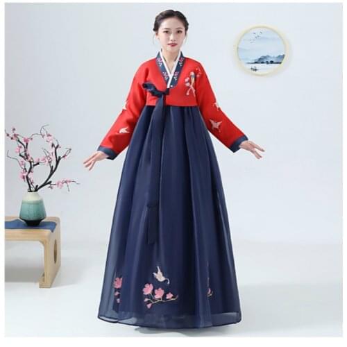 Traditional Korean Hanbok Women Clothing Embroidered Court Dress National Stage Dance Performs 5 Colors Asian Clothes Coreen