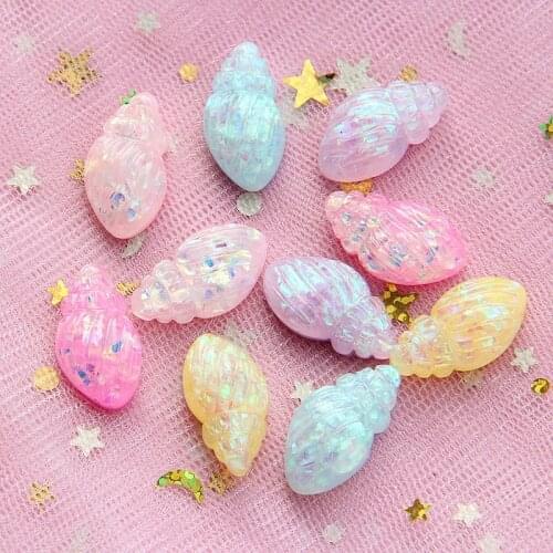 10-30Pcs Simulation Conch Resin Accessories Kids DIY Hairpin Brooch Craft Materials Scrapbook Flat Back Resin Supplies Art Patch