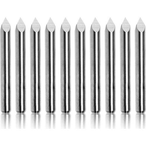 10PCS Triangular CNC Router Bits V-Bit, 30/60/90Degree 0.1mm Engraving Bits, 1/8'' Shank Sharp Pyramid Bits