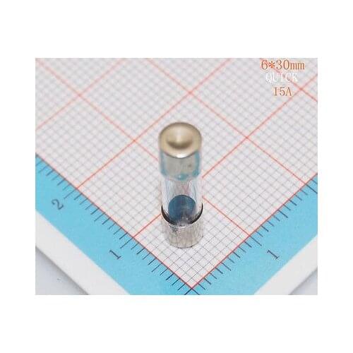100pcs/lot 6x30mm Quick Blow Glass Tube Fuse, 15A