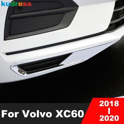 For Volvo XC60 XC 60 2018 2019 SUV ABS Chrome Front Fog Light Cover Trims Head Fog Lamp Frame Protector Auto Accessories