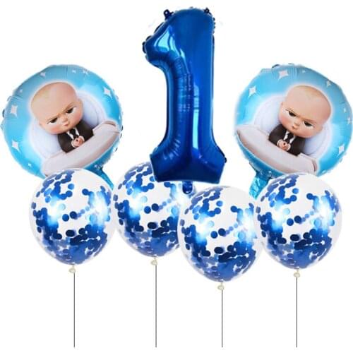 7pcs Boss Baby Balloon 32 inch Number Foil Balloons Baby Shower Birthday Party Decoration Kids Toys Cartoon Helium Globos
