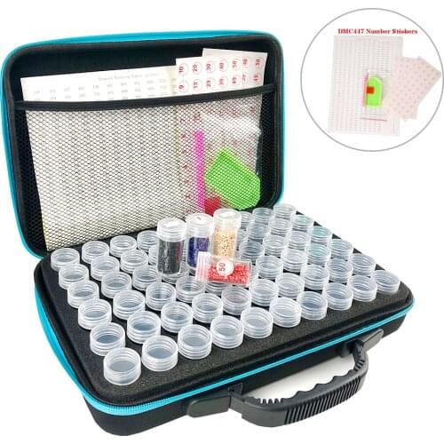 5D Diamond Painting Accessories Tools Storage Box Carry Case With DMC447 Stickers Embroidery Container HandBag Label Sticker