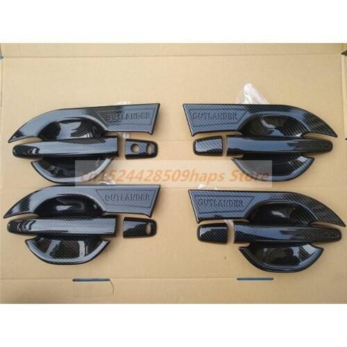 Car Styling Carbon Fiber Handle Protective Cover Door Handle Outer Bowls Trim For Mitsubishi Outlander 2016 2017 2018 2019