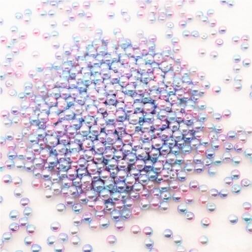 6mm Rainbow Color Pearl Beads ABS Imitation Mermaid Round Beads Hole Loose Beads Diy Jewelry Necklace Making Garment Material
