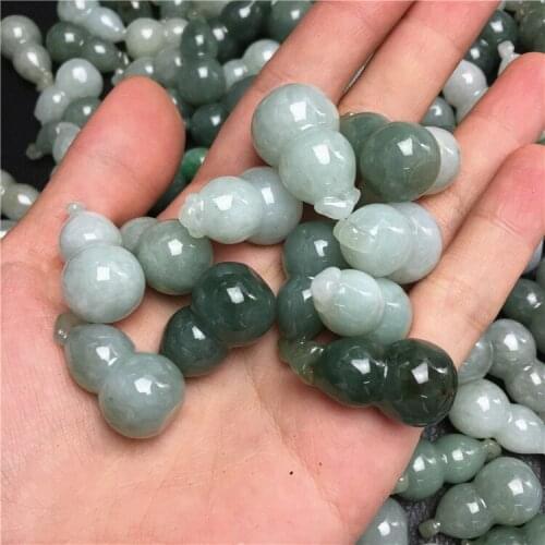 Calabash Grade A Glass jade Type A stone ICY Jade Burma jadeite pendant Bead hand carved green Jewelry necklace earrings gift