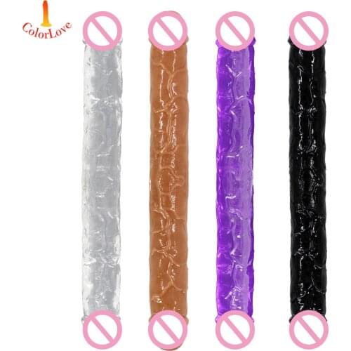 Double-headed Dildo Large transparent Big Simulation Lesbian Gay Female Erotic Sex Products Anal Plug Sex Store