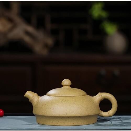 Yixing purple clay pot genuine handicraft pot raw ore mud bamboo rhyme pot kungfu tea pot gift wholesale