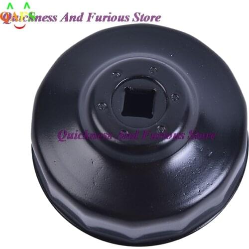 1pc New Black Steel 76mm 14 Flutes Car Oil Filter Cap Type Wrench Remover Tool Durable with 3/8" Drive Socket for BMW AUDI