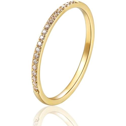 1.5mm Wide Fine workmanship Zircon Ring For Women Top Quality Titanium Steel Gifts for lovers Jewelry Wedding Ring Wholesale