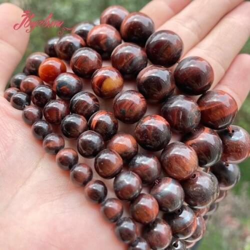 Round Smooth Red Tiger Eye Natural Stone Beads 6.8.10.12.14mm for Men Women Accessories DIY Necklace Bracelet Jewelry Making 15"